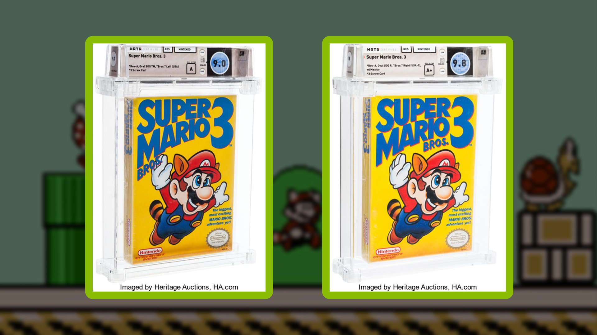 Left Super Mario Bros. 3 auction comparison Heritage Auctions