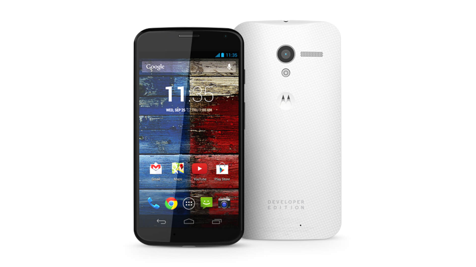 The Motorola Moto X Developer Edition against a white background