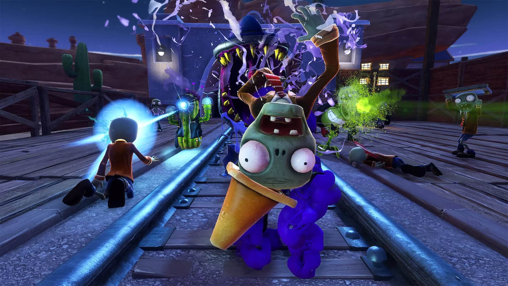 Zombies being attacked by carnivorous plants in Plants vs. Zombies: Garden Warfare