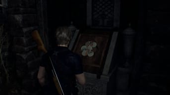 Image of Leon In Front of The Lake Hexagon Puzzle In Resident Evil 4