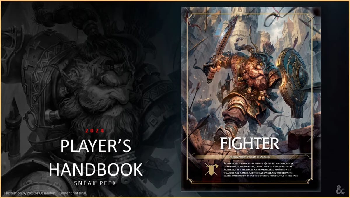 An image of the Fighter page from the 2024 Dungeons & Dragons Player's Handbook