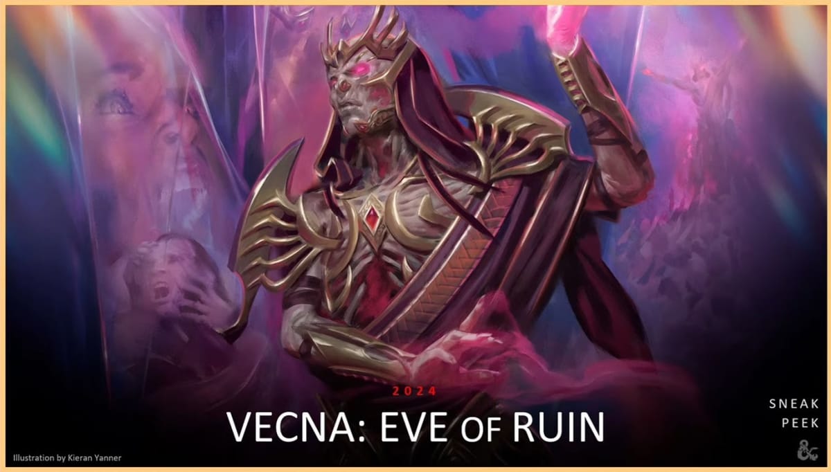 The artwork for Vecna: Eve of Ruin as part of Dungeons & Dragons 2024