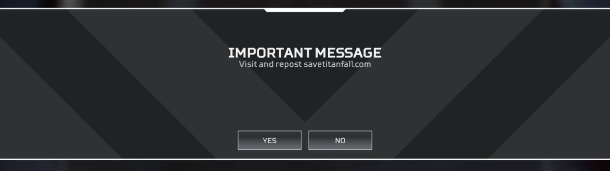 Apex Legends Hacked Saved Titanfall Message slice