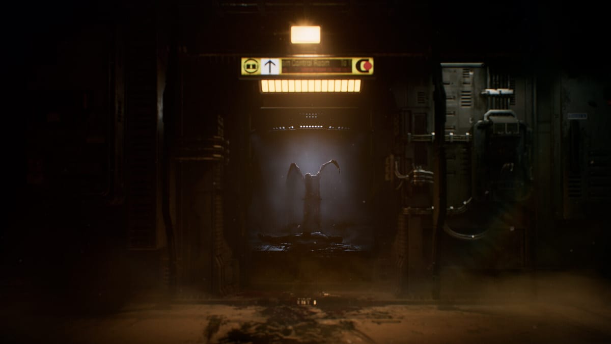 A Necromorph standing in a doorway in the upcoming Dead Space remake by EA