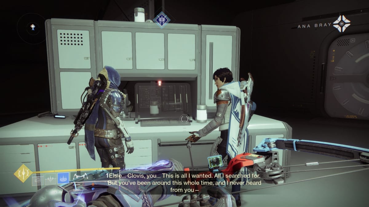 The Exo Stranger speaking to Ana Bray in a Science Lab