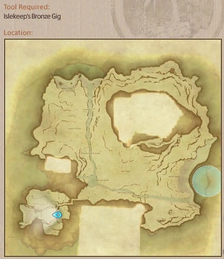 Map showing Final Fantasy XIV Island Sanctuary Island Jellyfish gathering location.