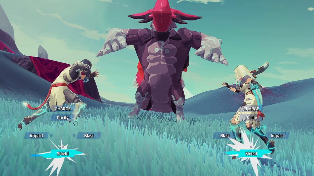 The two main characters battle an enemy in Haven