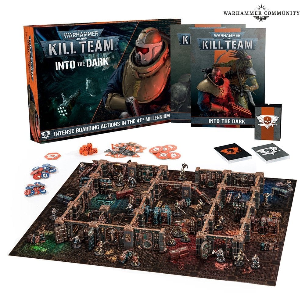 The box and contents for Kill Team Into The Dark