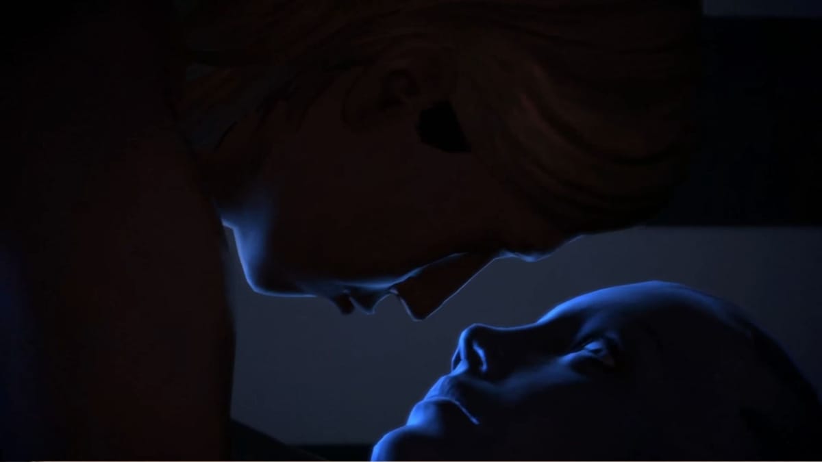 The Shepard and Liara romance scene from the original Mass Effect