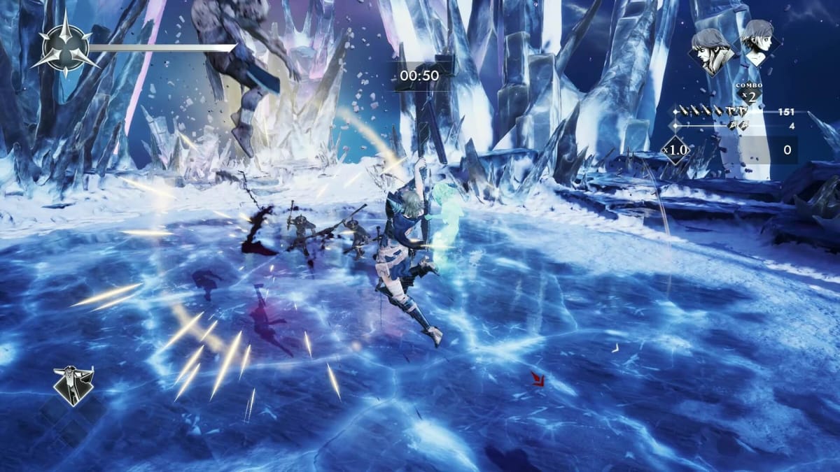 Briar and Lute battling enemies in a challenge mission in Soulstice