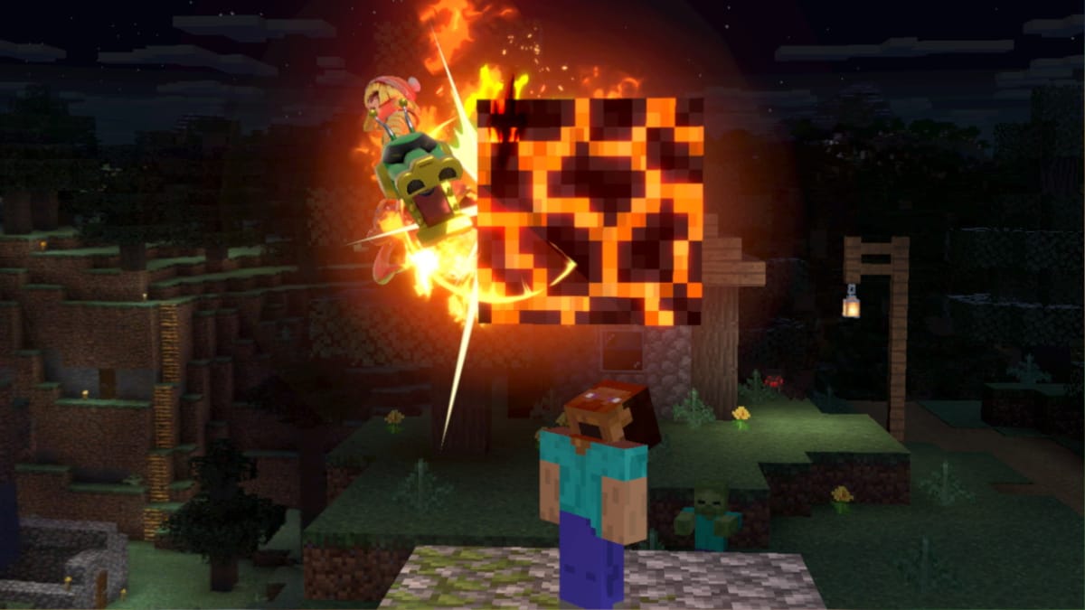 Steve Super Smash Bros Ultimate Flame Block