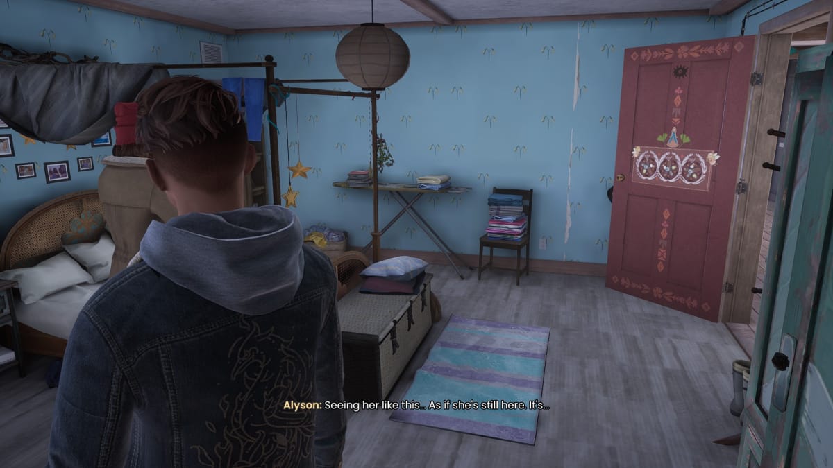 Tyler wandering through his mom's old bedroom