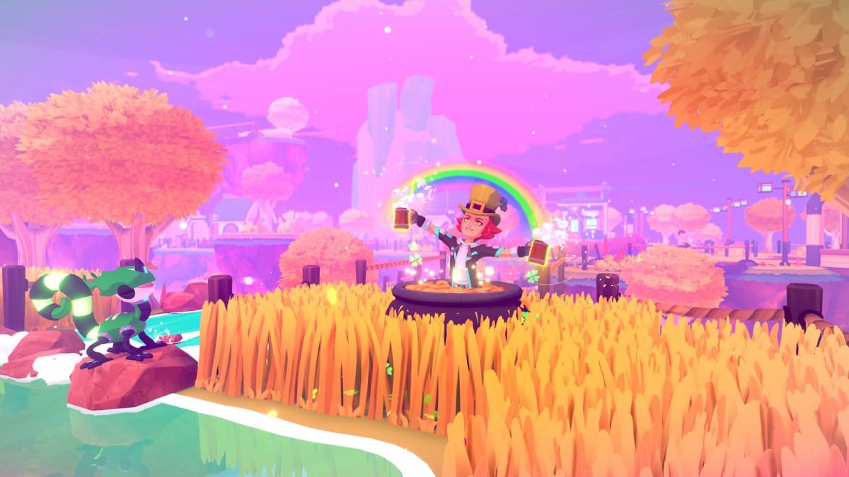A leprechaun appearing out of the grass in Temtem for the new Season 3 event