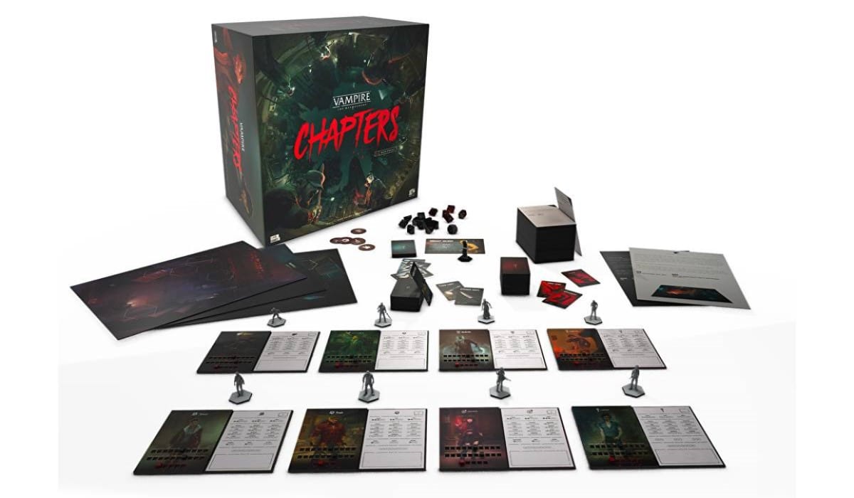 The boards and character sheet set up for Vampire The Masquerade Chapters