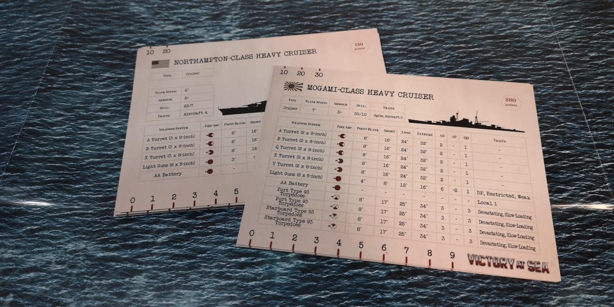 Victory at Sea Battle for the Pacific Ship Stat Cards.