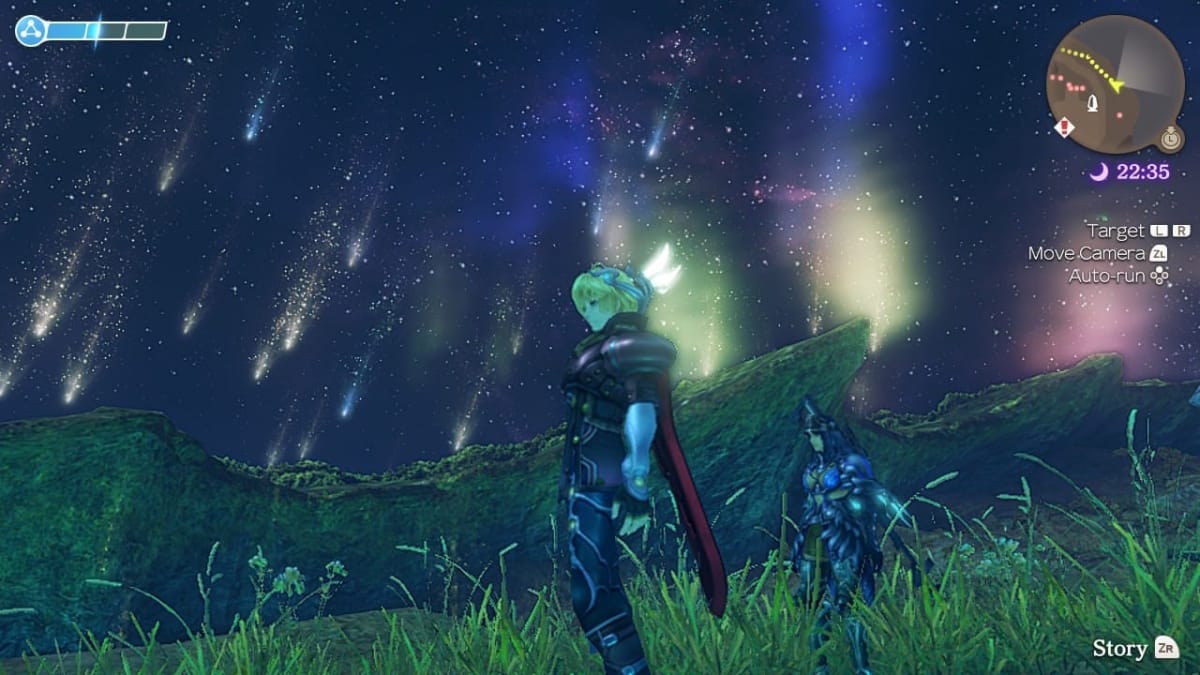 Shulk and his party outside seeing a meteor shower