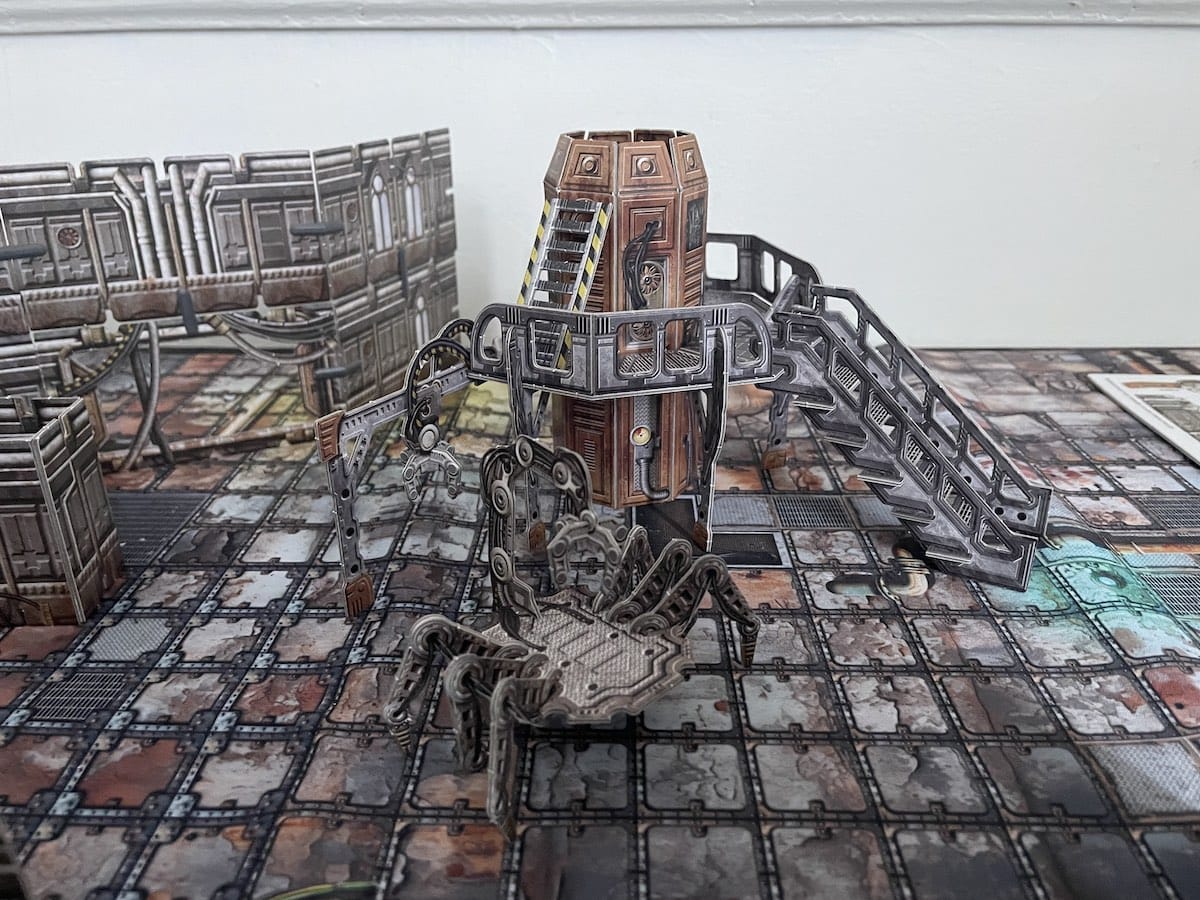 An image from our Battle Systems Gothic Cityscape review, including mechanical platforms