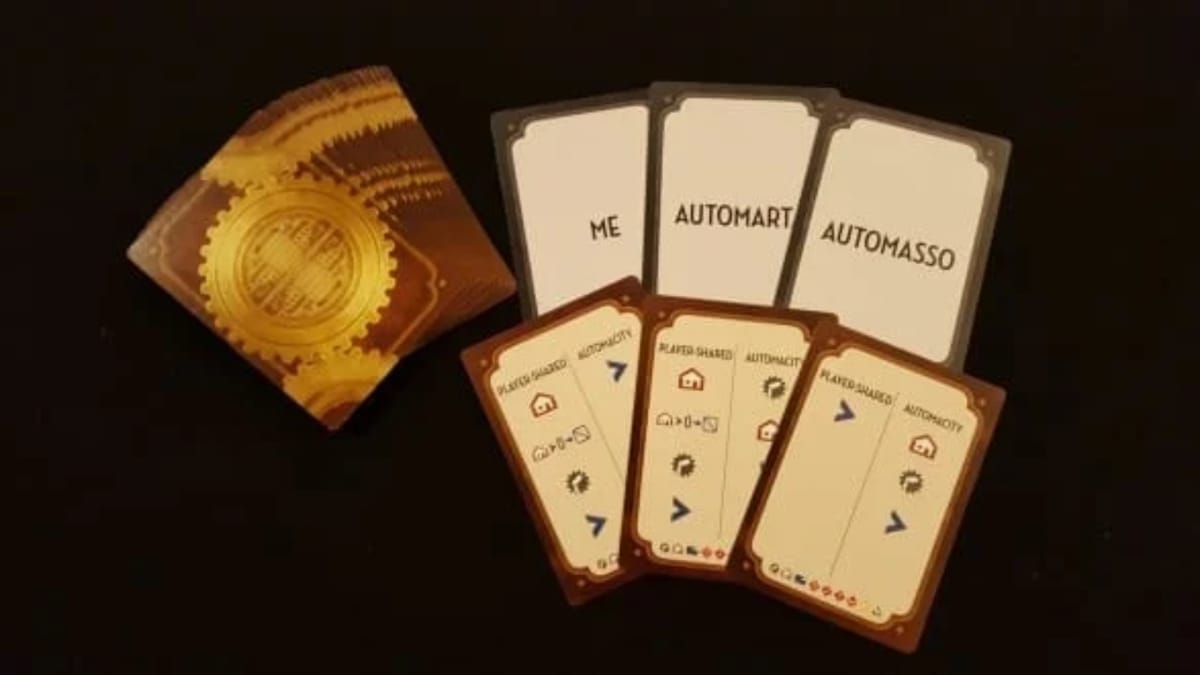 Between Two Cities photo showing several cards covered in symbols and text 