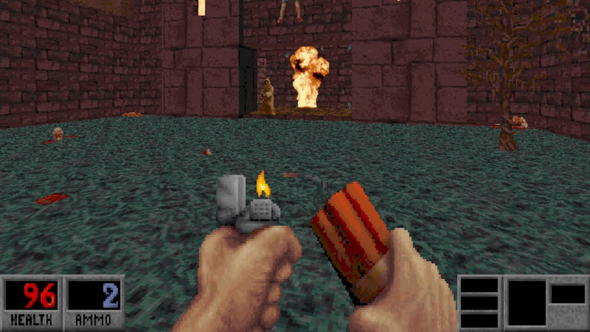 A player can be seen lighting some dynamite to throw at enemies
