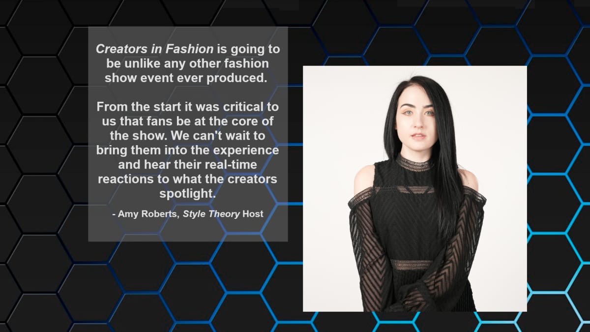 Image of Creators In Fashion Co-host Amy Roberts with a quote about Creators In Fashion