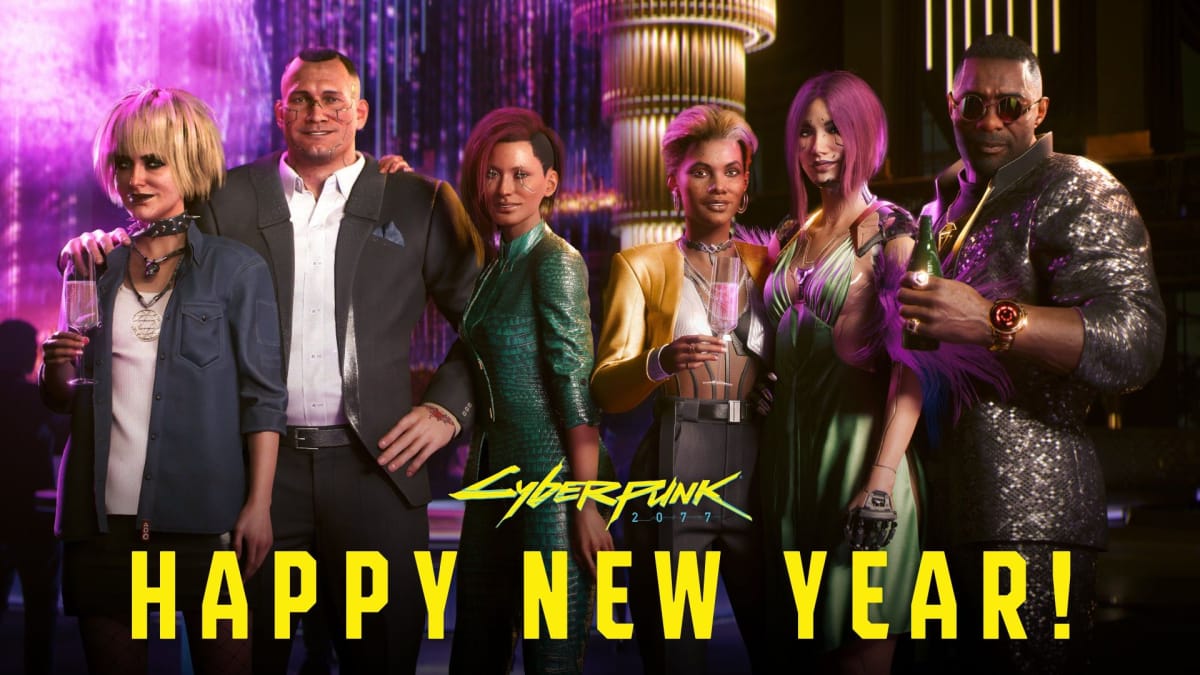 Cyberpunk 2077 Characters celebrating the new year