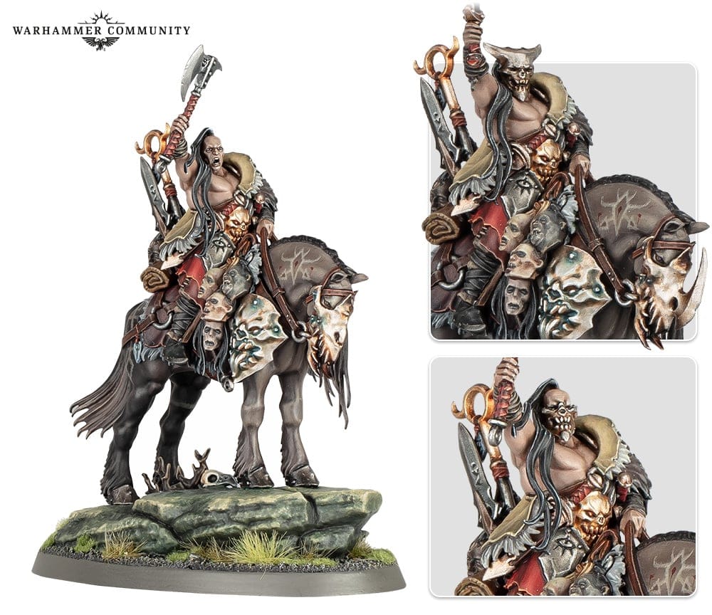 The Darkoath Chieftain on Warsteed, a barbaric chieftain with sword raised