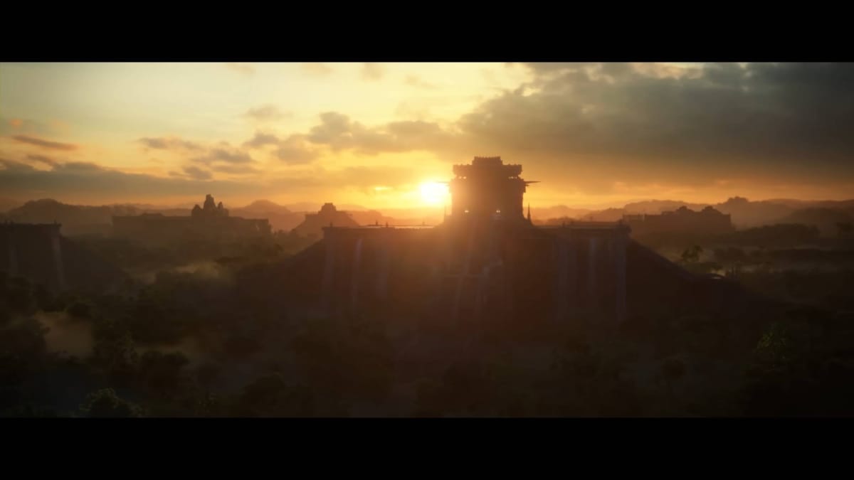 Diablo 4 Expansion cinematic screenshot showing the zigurrat of Kurast