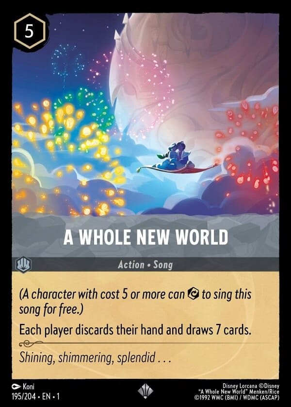 Disney Lorcana's A Whole New World card.
