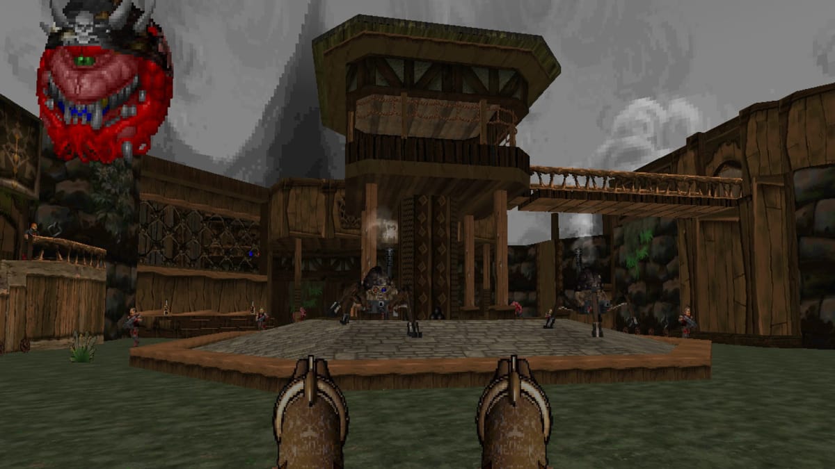 A player can be seen shooting two guns