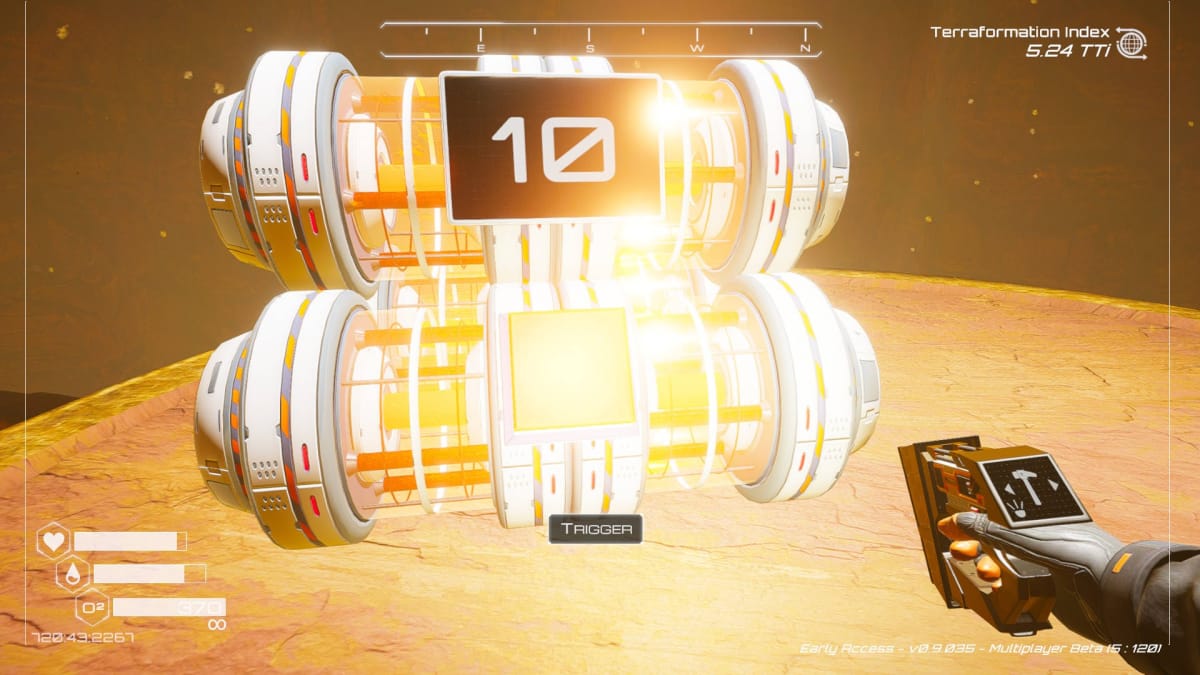A Large Explosive Device showing a 10-second countdown in The Planet Crafter