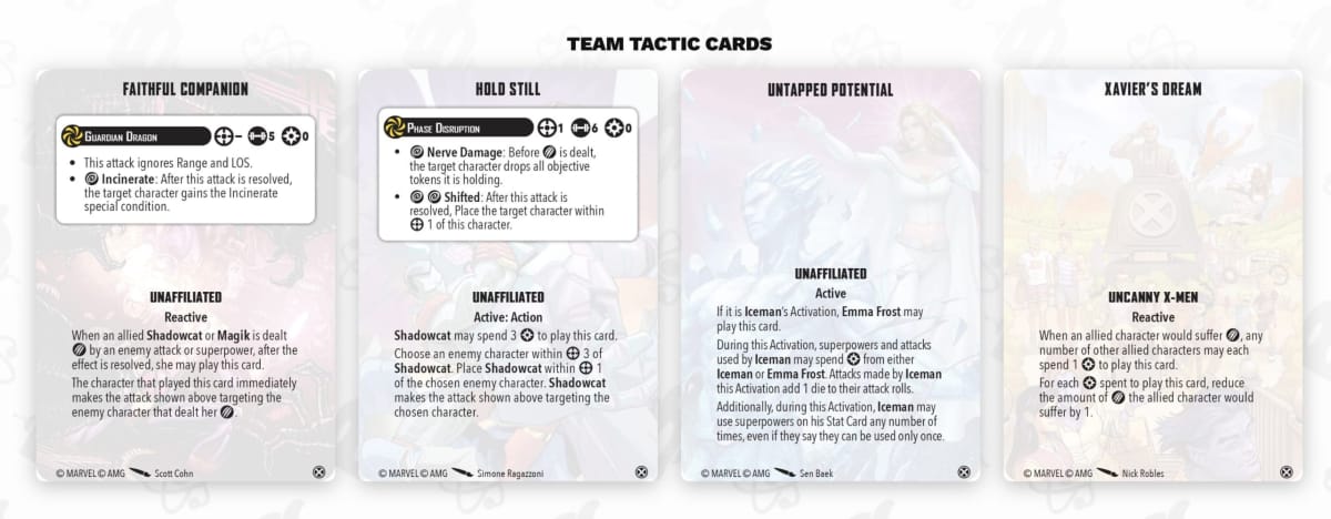 Marvel Crisis Protocol image of Iceman and Shadowcat team tactics cards