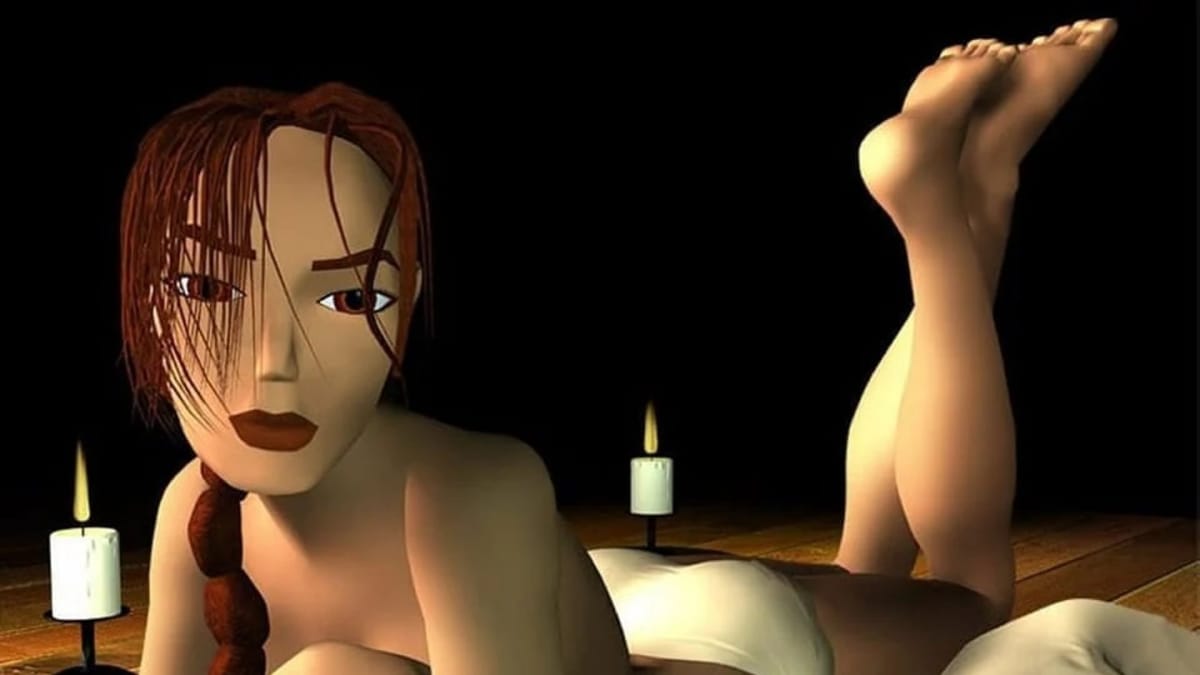 Lara Croft can be seen in underwear, laying down