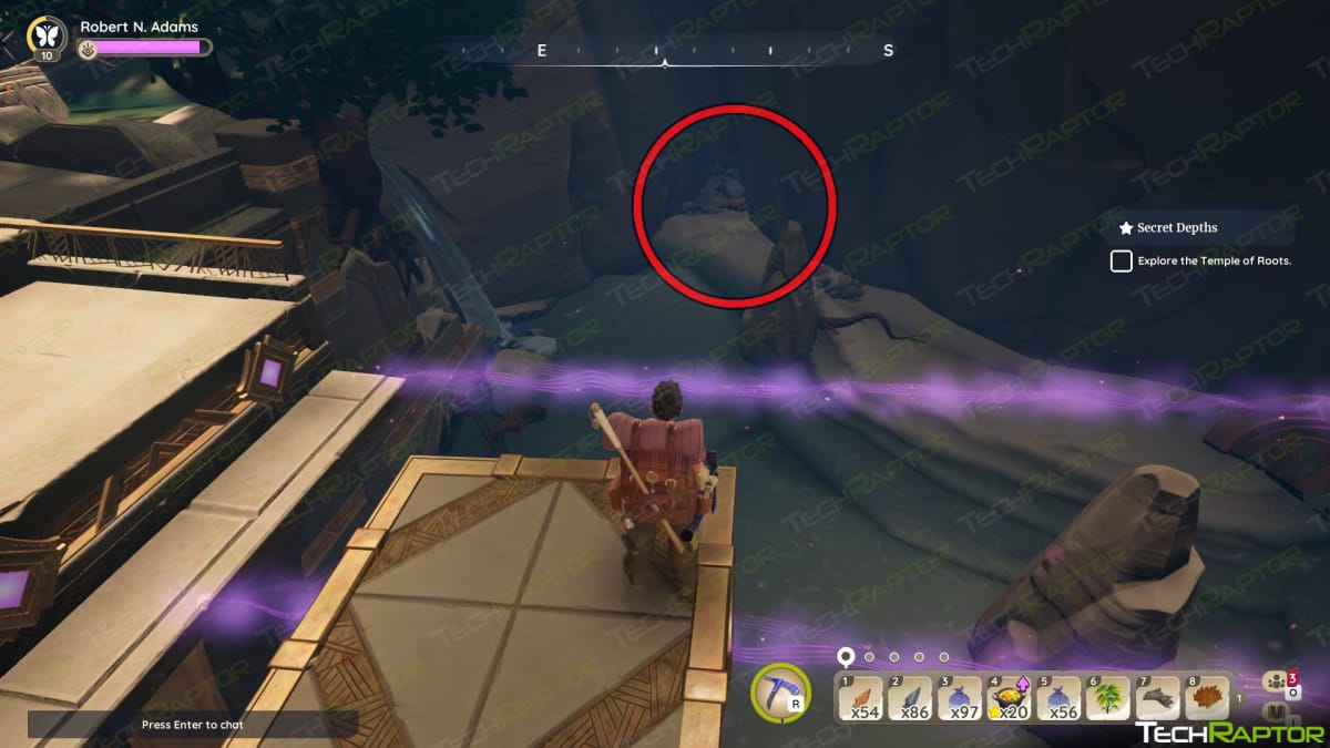 Ancient Chest location below the first moving platform in Palia's Temple of the Roots