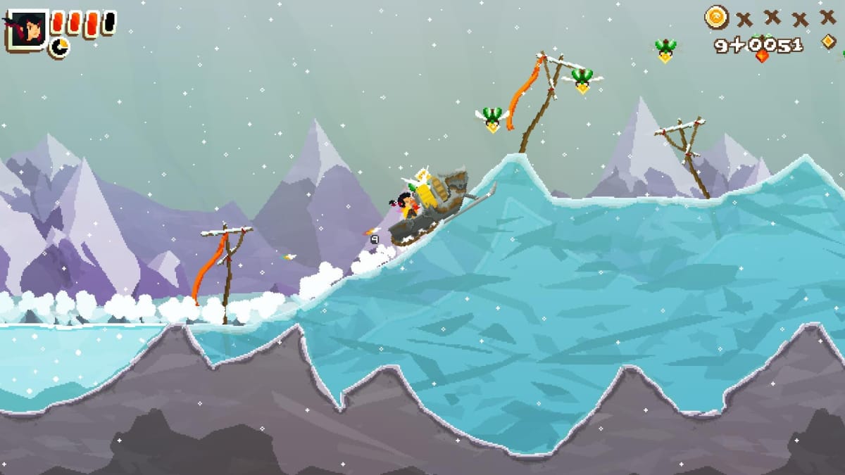 A level in Pepper Grinder featuring a snow ski. 