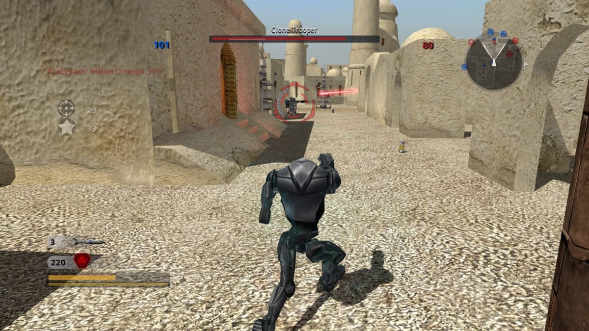 A look at the Star Wars: Battlefront Classic Collection with a super battledroid in action.