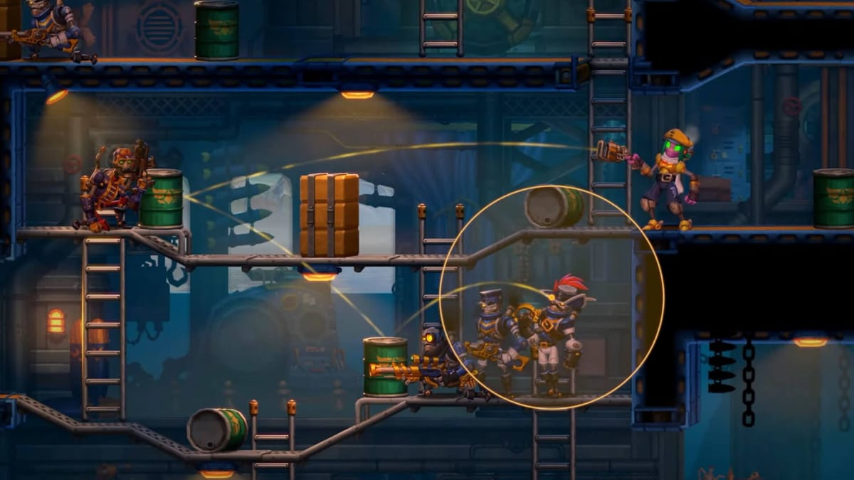 A combat scene in SteamWorld Heist 2, which was announced during the Nintendo Indie World showcase in April 2024