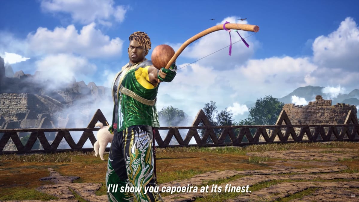 Eddy Gordo pointing at his opponent and saying "I'll show you capoeira at its finest" in Tekken 8
