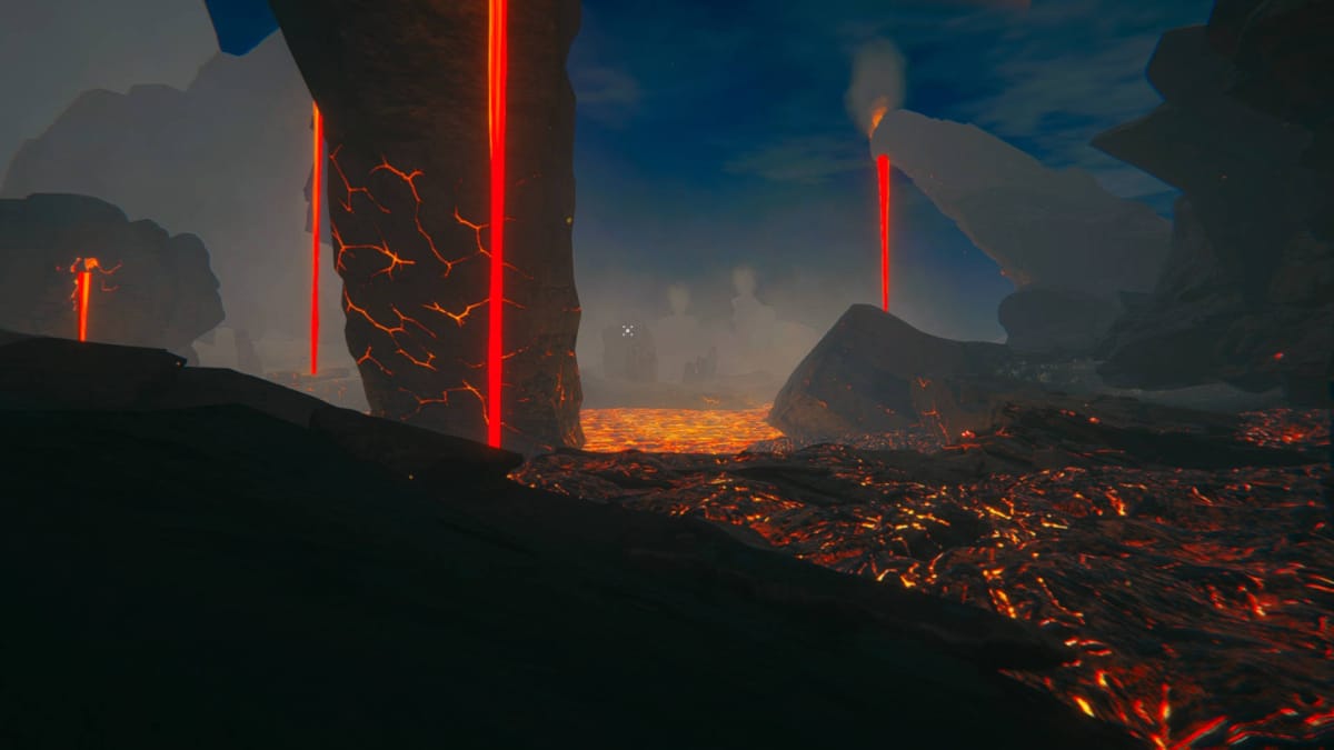 The Lava Pits biome in The Planet Crafter