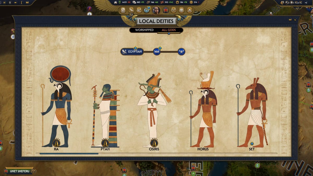 The gods you can worship in Total War Pharaoh