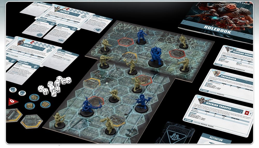 A screenshot of the board set up for the Warhammer 40,000 Darktide board game.