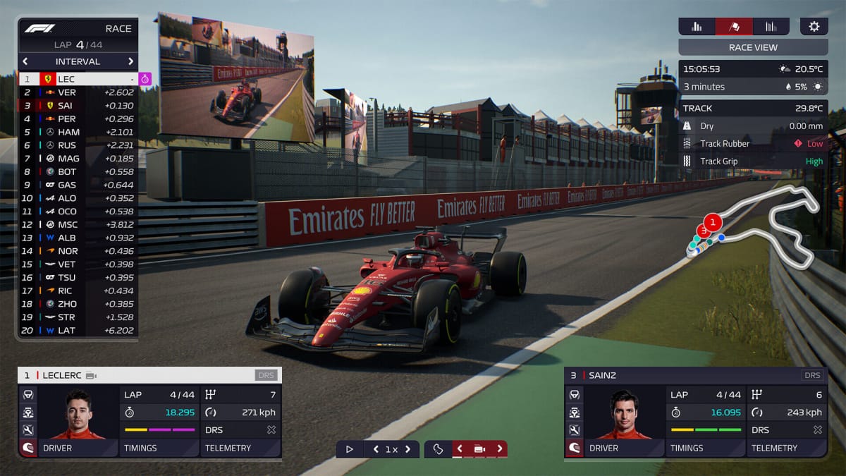 F1 Manager 2022 update screenshot showing a car competing in a race.
