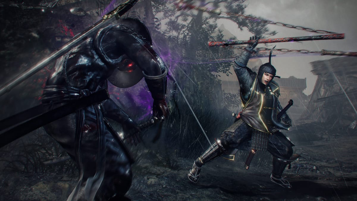 PS Plus Essential November Lineup screenshot of Nioh 2 showing two characters fighting each other.