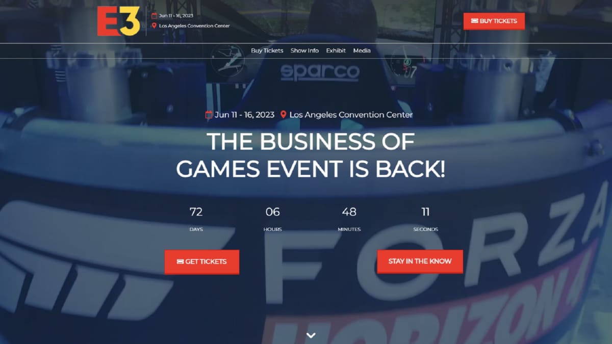 E3 Website Showing The Number Of Days Until The Now Cancelled Event