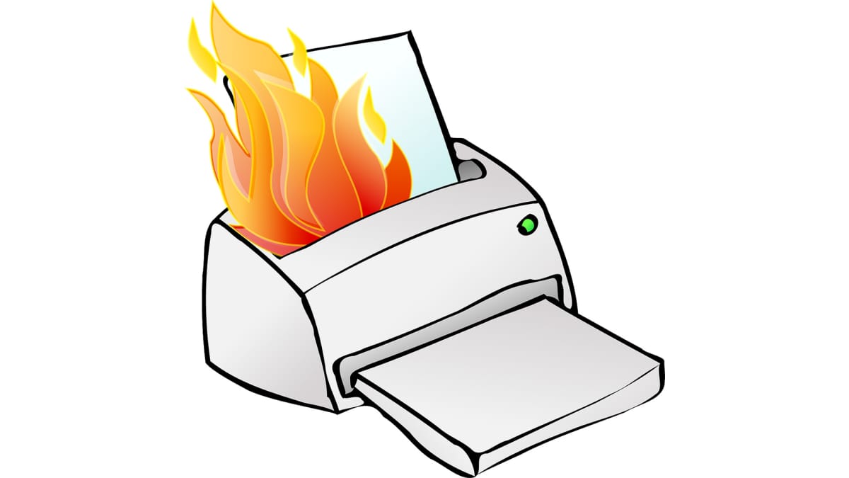 Printer on Fire Clipart