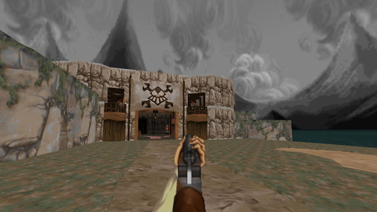 The player can be seen shooting a gun.