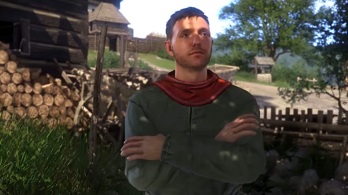 Henry with his arms folded in Kingdom Come: Deliverance