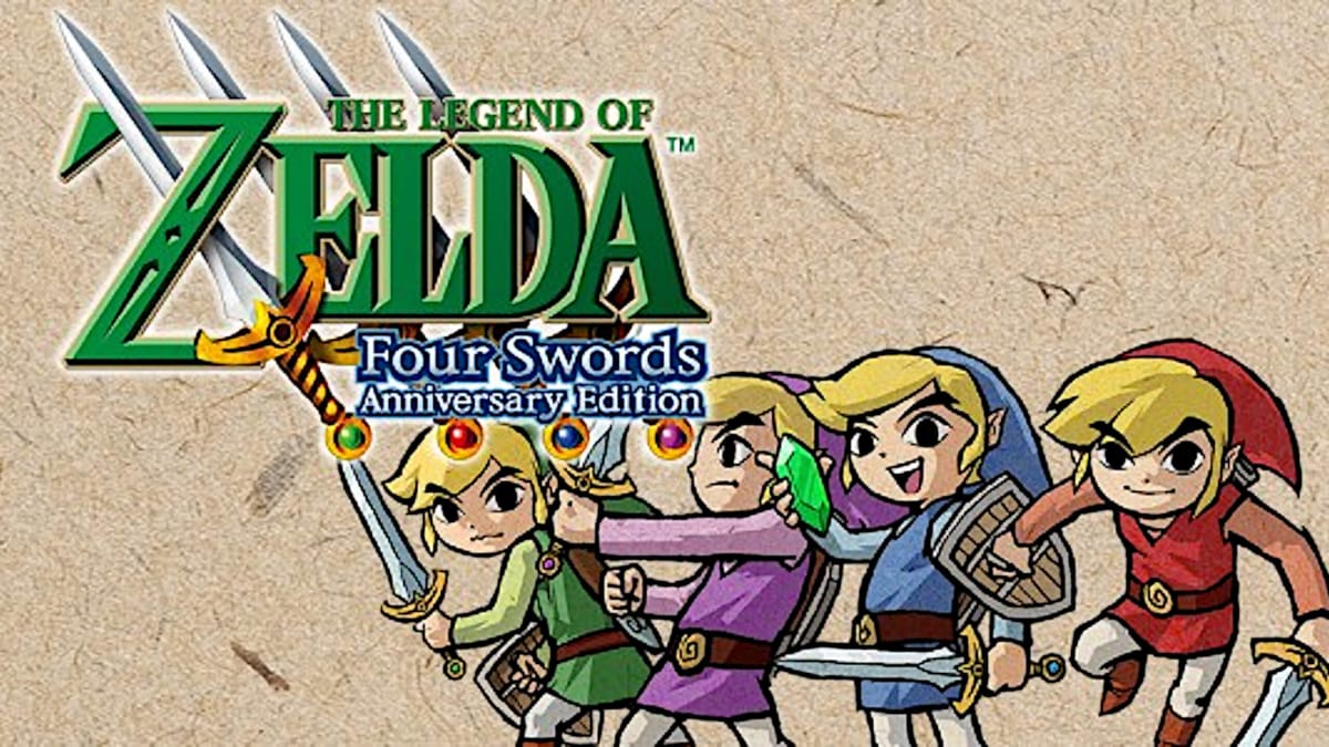 Artwork of the four Links in The Legend of Zelda: Four Swords Anniversary Edition