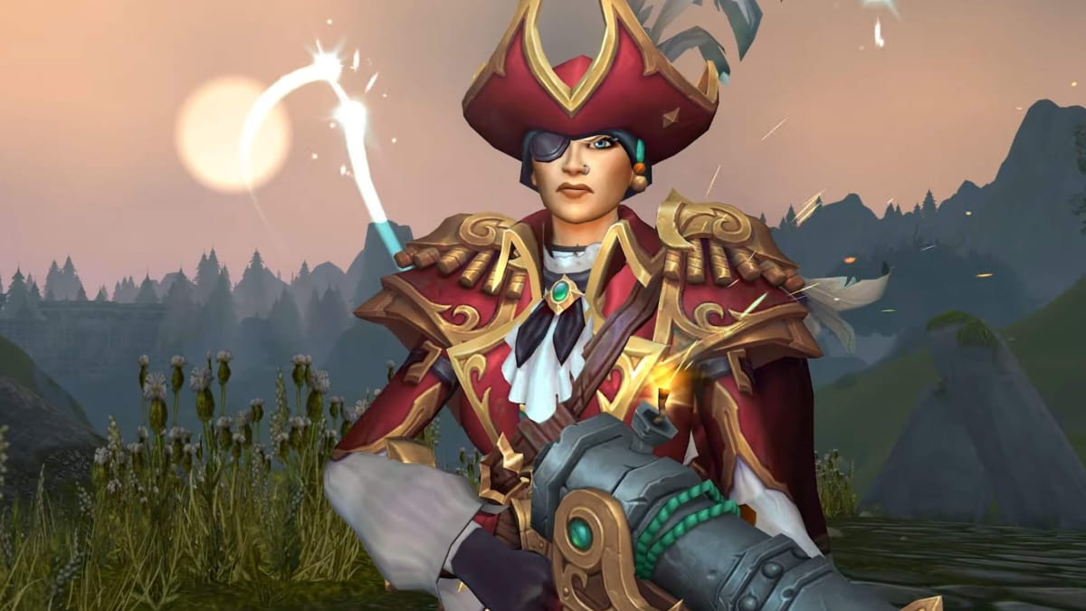 A character wearing pirate gear in the limited-time battle royale event World of Warcraft: Plunderstorm