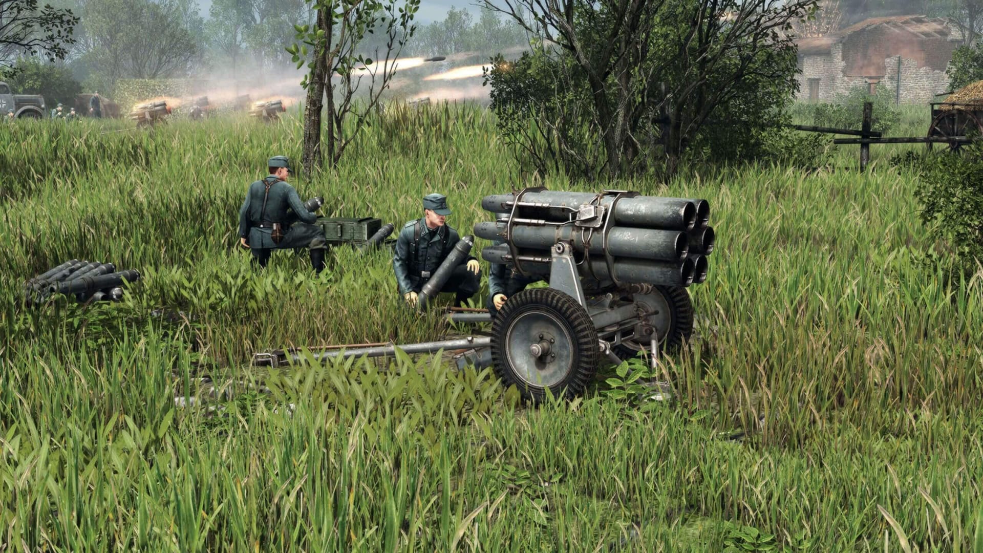 A soldier reloading an explosive launcher in the RTS Men of War 2