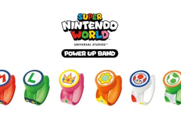 Six of the Power-Up Bands that will be used in Nintendo's new Super Nintendo World theme park